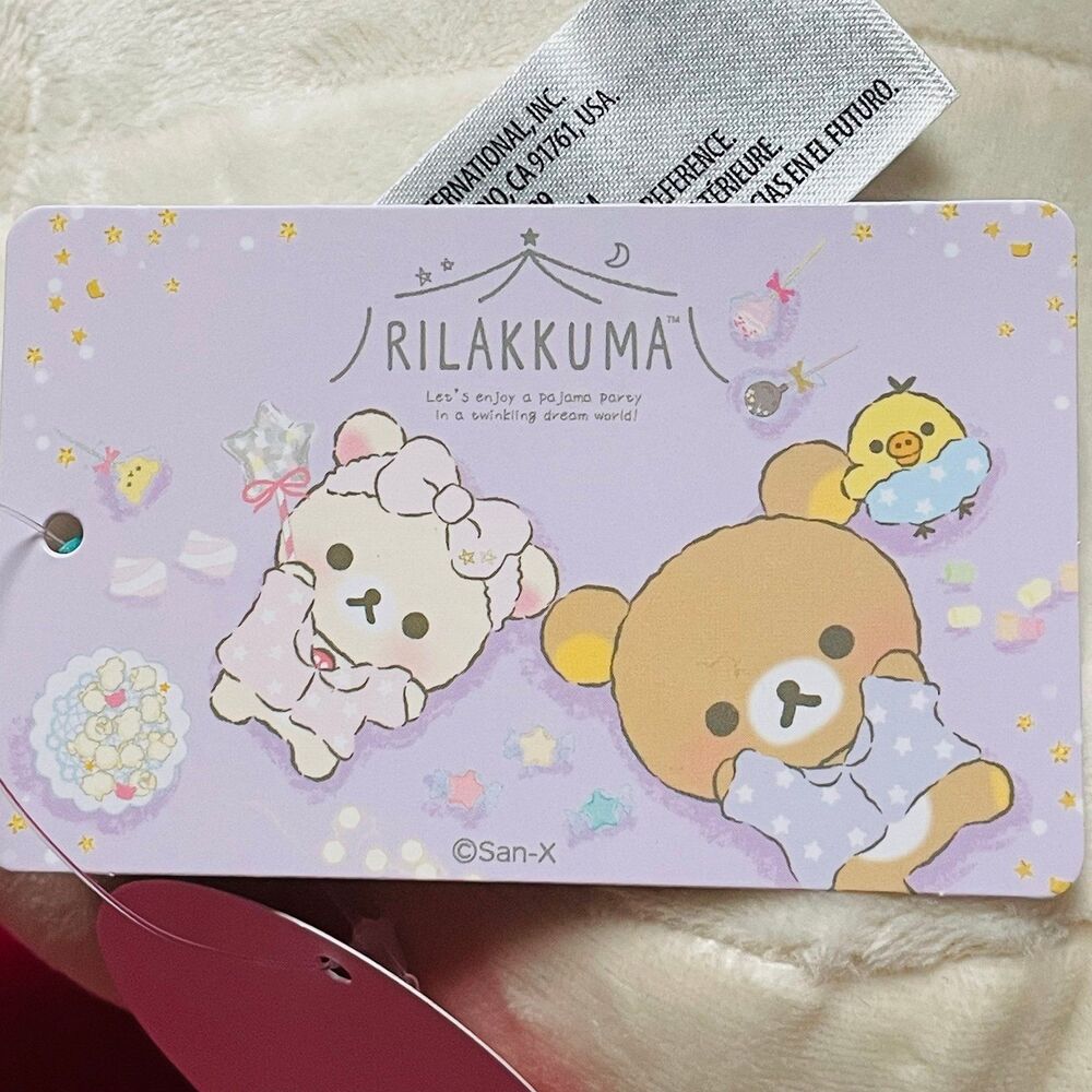 NWT LARGE San-X Pajama Party Rilakkuma Collection: pink Korilakkuma 15” plushie - Picture 3 of 3